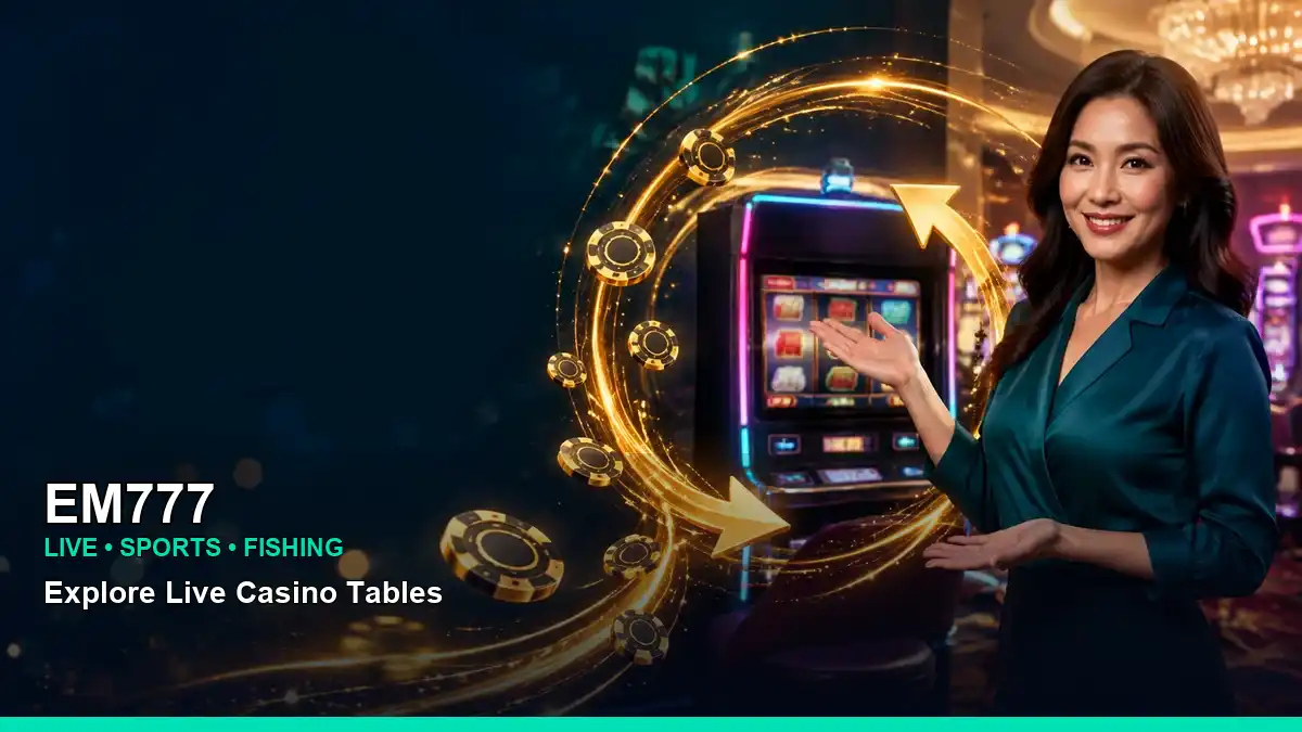 EM777 casino cashback rewards presented in a vibrant layout for Philippine players.
