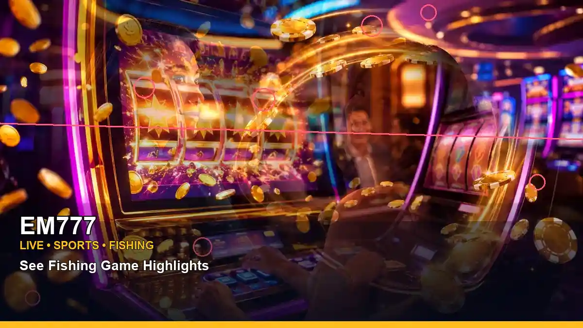 EM777 football score guide setting with layered fruit-reel imagery and online slot games