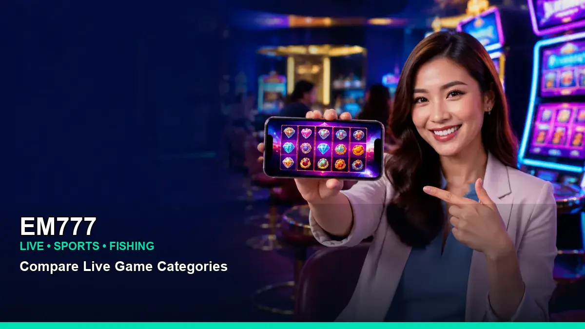EM777 mobile casino games presented in a dynamic, mobile-friendly play setting