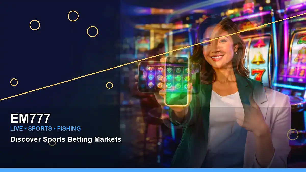 EM777 VIP casino rewards shown with an adult Filipina casino host in a right-aligned composition